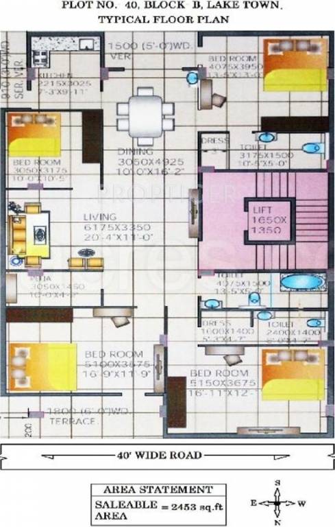 Peecon Poddar Pious (4BHK+3T (2,453 sq ft) + Pooja Room 2453 sq ft)