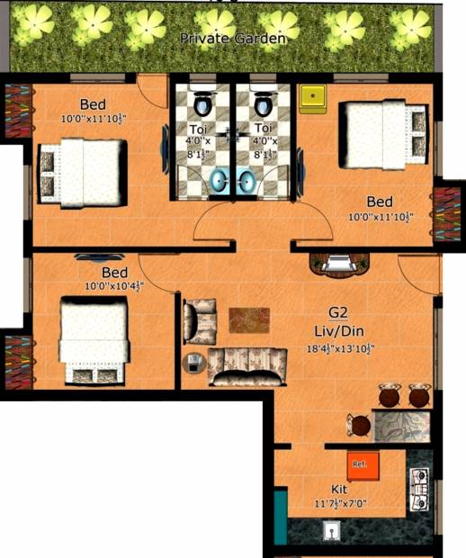 Sumeru Bhavan (3BHK+2T (1,108 sq ft) 1108 sq ft)