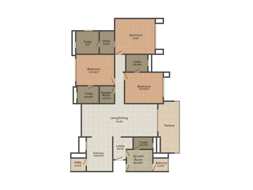 Marvel Bounty (3BHK+3T (2,580 sq ft) 2580 sq ft)