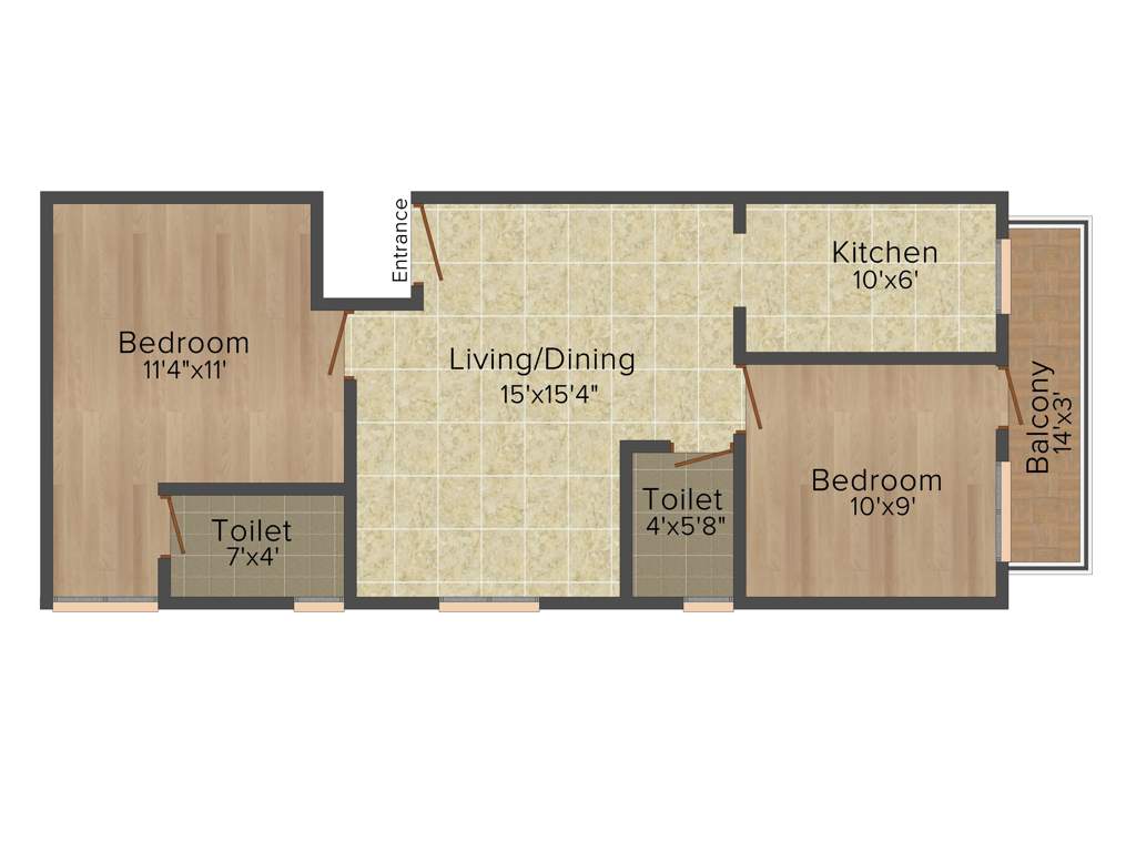 SVVD Green Housing Silver Bloom (2BHK+2T (808 sq ft) 808 sq ft)