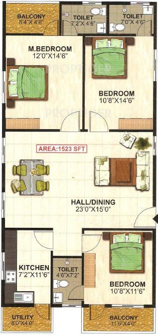 NSR Brindavan Annex (3BHK+3T (1,523 sq ft) 1523 sq ft) NSR Brindavan Annex (3BHK+3T (1,523 sq ft) 1523 sq ft)