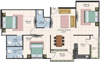 Belief Palm Crest (3BHK+3T (1,363 sq ft) 1363 sq ft)