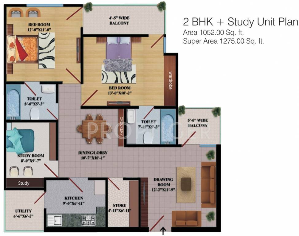 Kanchhal Rose Heights (2BHK+2T (1,275 sq ft) + Study Room 1275 sq ft) Kanchhal Rose Heights (2BHK+2T (1,275 sq ft) + Study Room 1275 sq ft)