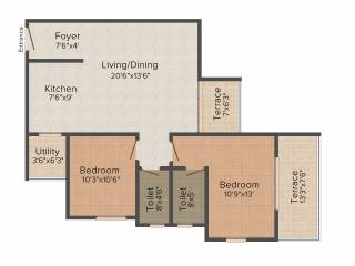 Mantri Vantage (2BHK+2T (1,175 sq ft) 1175 sq ft)