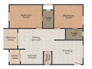 Srinidhi Sri Garnet Park (2BHK+2T (1,271 sq ft) 1271 sq ft)