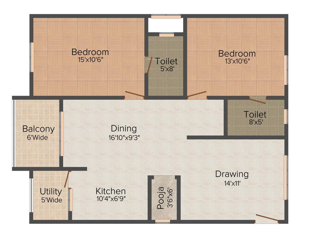 Srinidhi Sri Garnet Park (2BHK+2T (1,271 sq ft) 1271 sq ft)