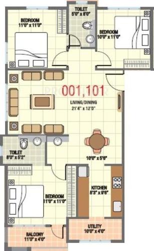 Metro Sai Sree Elina (3BHK+2T (1,300 sq ft) 1300 sq ft)