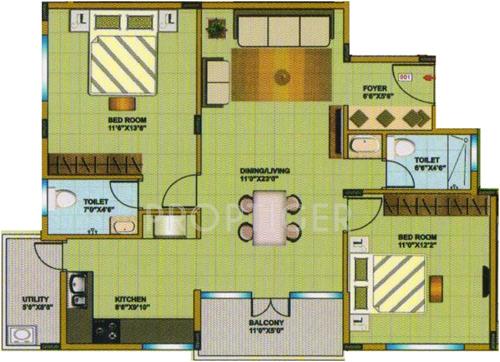 Metro VMK Medows (2BHK+2T (1,066 sq ft) 1066 sq ft)