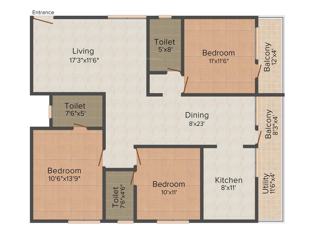 Brahma Cyprus Oak (3BHK+2T (1,505 sq ft) + Pooja Room 1505 sq ft)