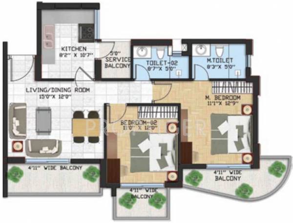 Brys Vega Tower (2BHK+2T (950 sq ft) 950 sq ft) Brys Vega Tower (2BHK+2T (950 sq ft) 950 sq ft)