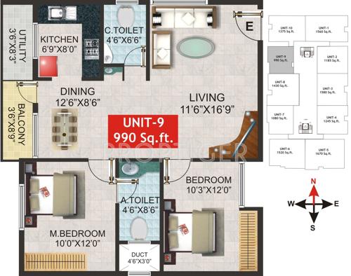 Balaji Vajraa (2BHK+2T (990 sq ft) 990 sq ft) Balaji Vajraa (2BHK+2T (990 sq ft) 990 sq ft)