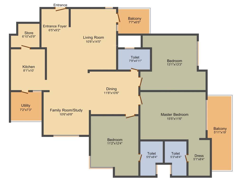 Adani Water Lily (3BHK+3T (2,510 sq ft) + Study Room 2510 sq ft)