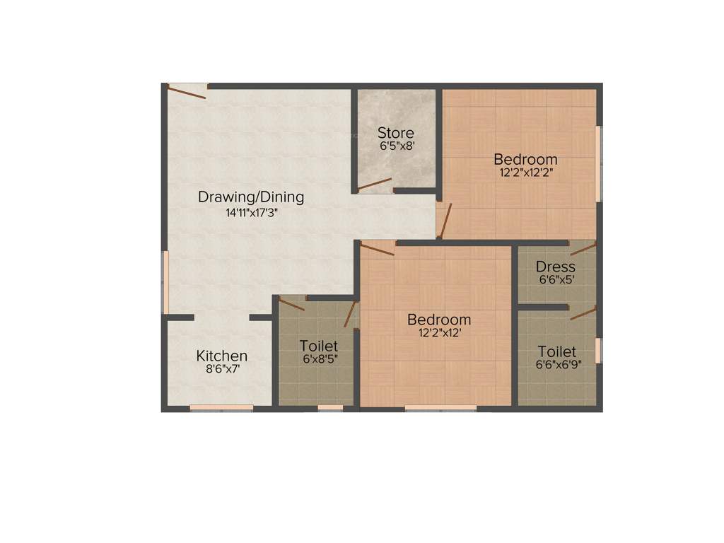 Rhombus Infrastructure The Prakriti Heights 2BHK+2T (1,250 sq ft)
