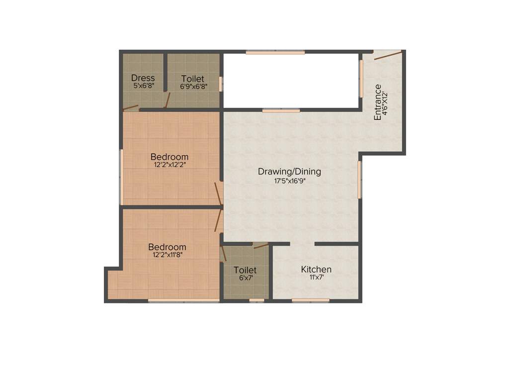 Rhombus Infrastructure The Prakriti Heights 2BHK+2T (1,305 sq ft)