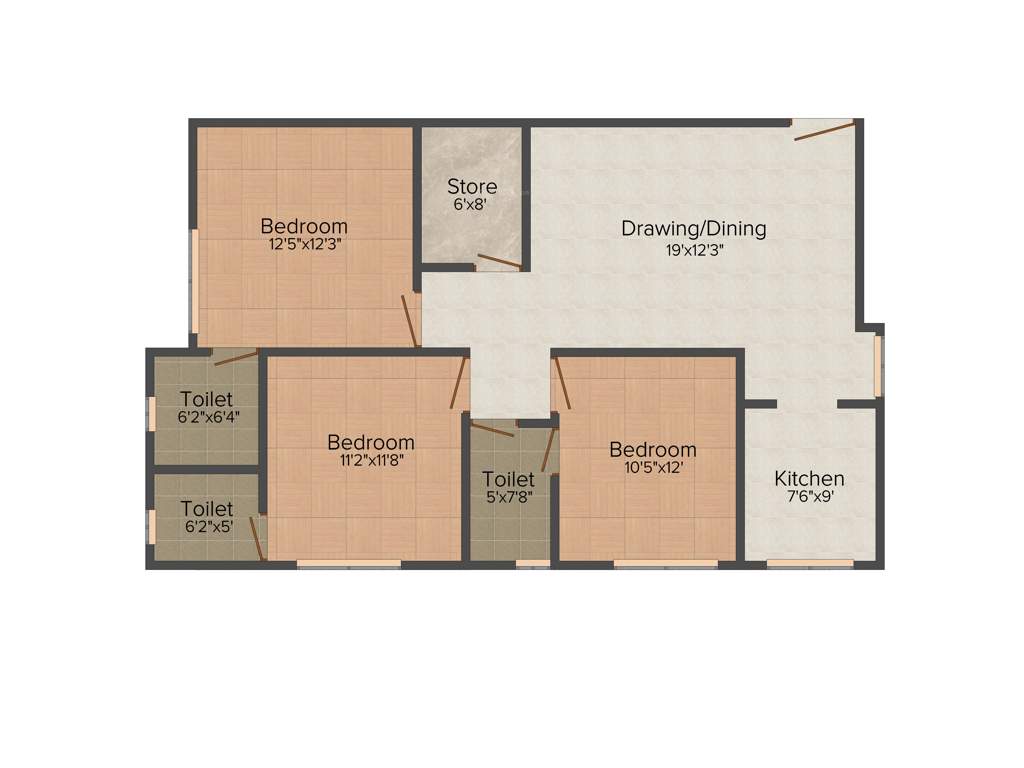 Rhombus Infrastructure The Prakriti Heights 3BHK+3T (1,467 sq ft)