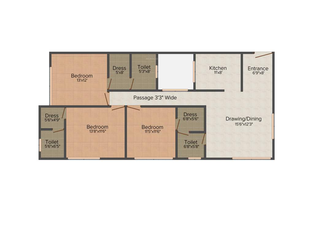 Rhombus Infrastructure The Prakriti Heights 3BHK+3T (1,742 sq ft)
