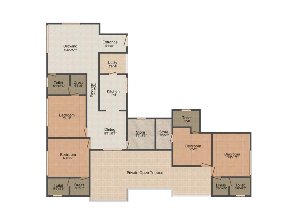 Rhombus Infrastructure The Prakriti Heights 4BHK+4T (2,813 sq ft)