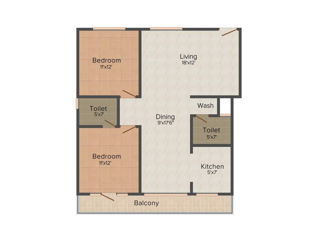 V2 Poorvi Enclave (2BHK+2T (1,290 sq ft) 1290 sq ft)