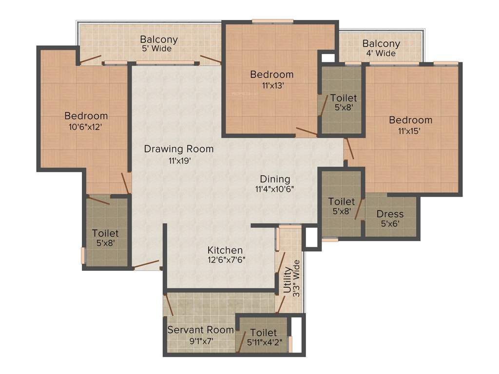 Paarth Aadyant (3BHK+3T (1,860 sq ft) + Servant Room 1860 sq ft)