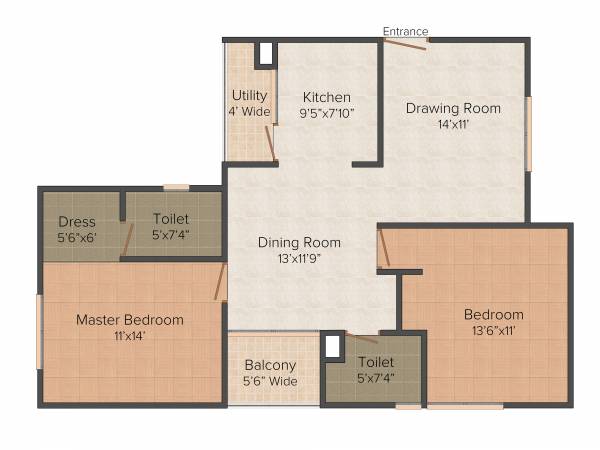 Spring Greens Phase 1 (2BHK+2T (1,177 sq ft) 1177 sq ft)