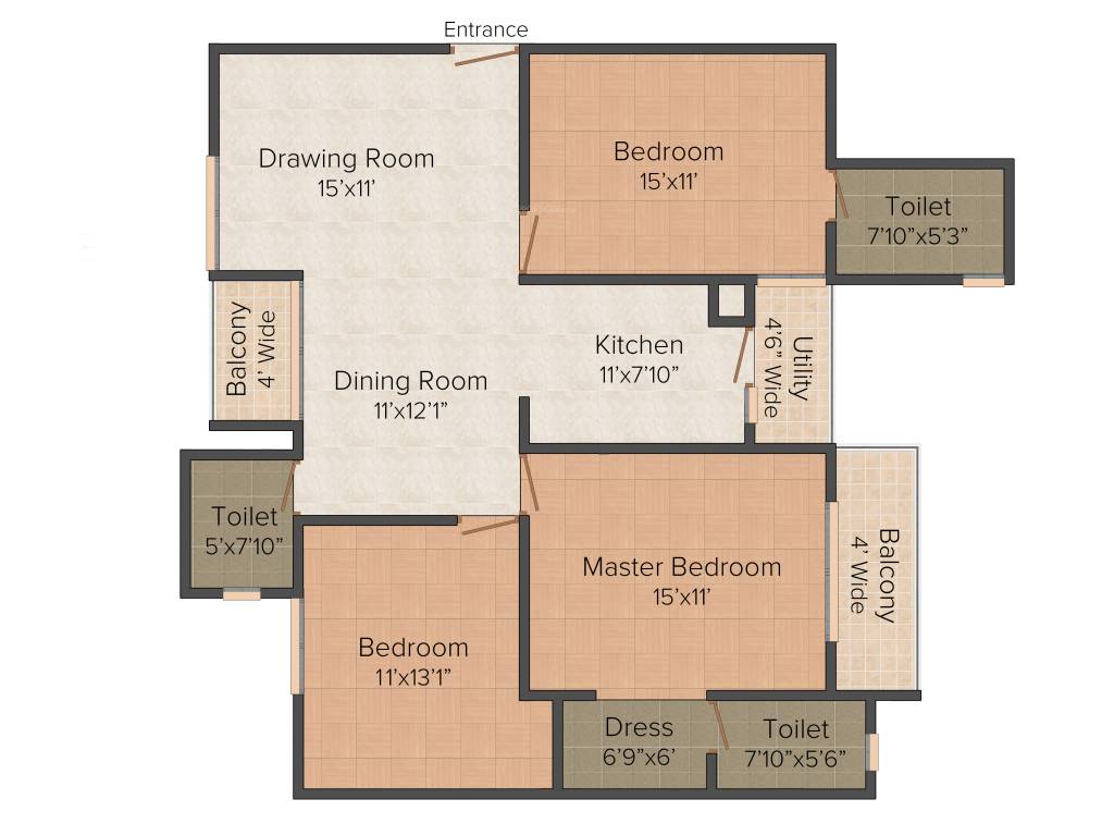 Spring Greens Phase 1 (3BHK+3T (1,502 sq ft) 1502 sq ft)