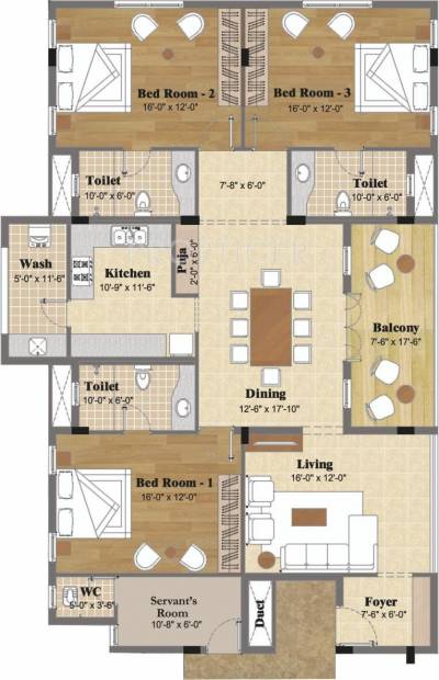 Etica Saptami (3BHK+3T (2,399 sq ft) + Servant Room 2399 sq ft)