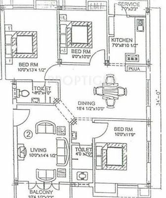 Pushkar Chadstone (3BHK+2T (1,437 sq ft) 1437 sq ft)