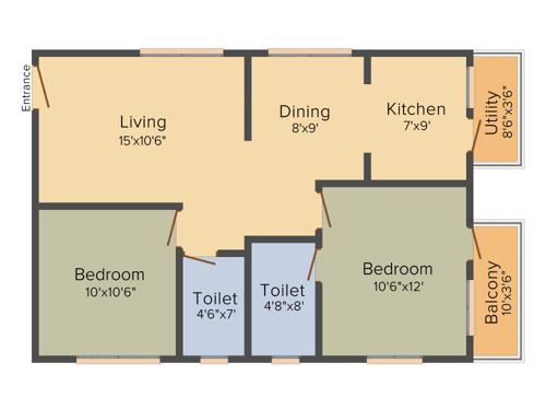 Star AR Orchid Spring (2BHK+2T (965 sq ft) 965 sq ft)