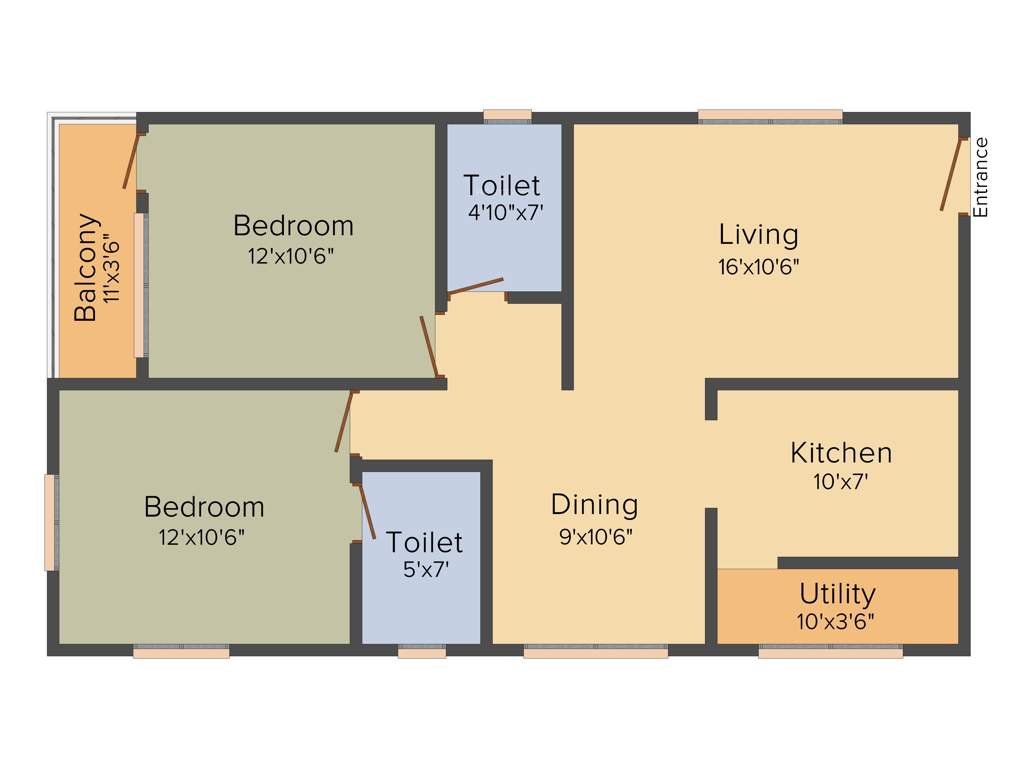 Star AR Orchid Spring (2BHK+2T (1,061 sq ft) 1061 sq ft)