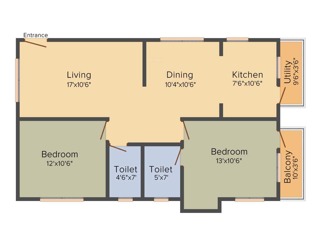 Star AR Orchid Spring (2BHK+2T (1,115 sq ft) 1115 sq ft)