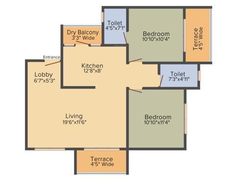 Sarvesh Nakshtra Angan (2BHK+2T (908 sq ft) 908 sq ft)
