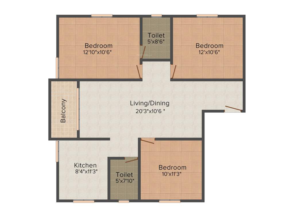 Gatala Harikrupa (3BHK+2T (1,285 sq ft) 1285 sq ft)