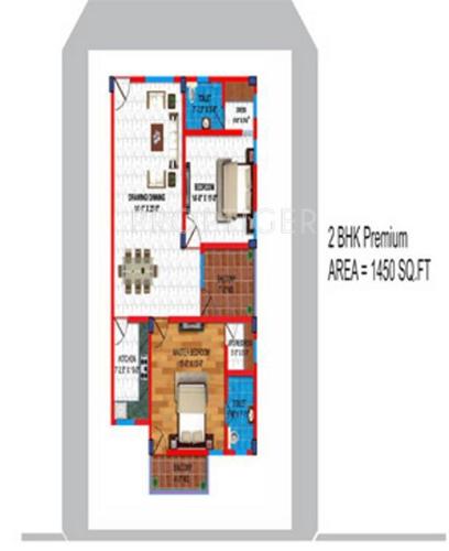 Rousha Dream Residency (2BHK+2T (1,450 sq ft) 1450 sq ft)