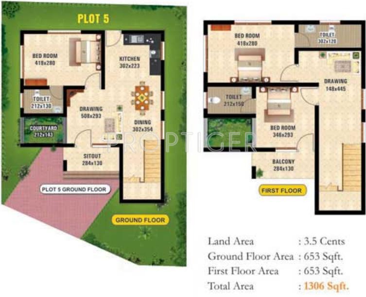 Sreepathi Homes Villa (3BHK+3T (1,306 sq ft) 1306 sq ft)