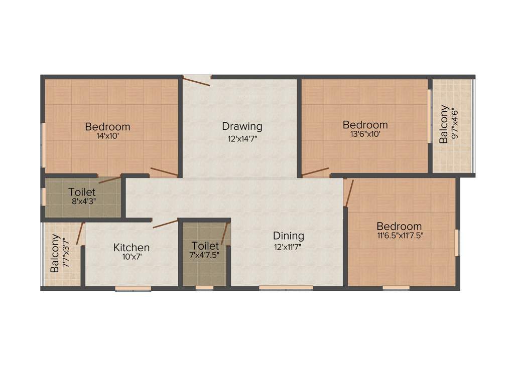 Sahiti Siri Signature (3BHK+2T (1,365 sq ft) 1365 sq ft)