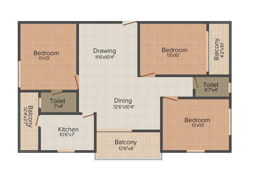 Sahiti Siri Signature (3BHK+2T (1,415 sq ft) 1415 sq ft)