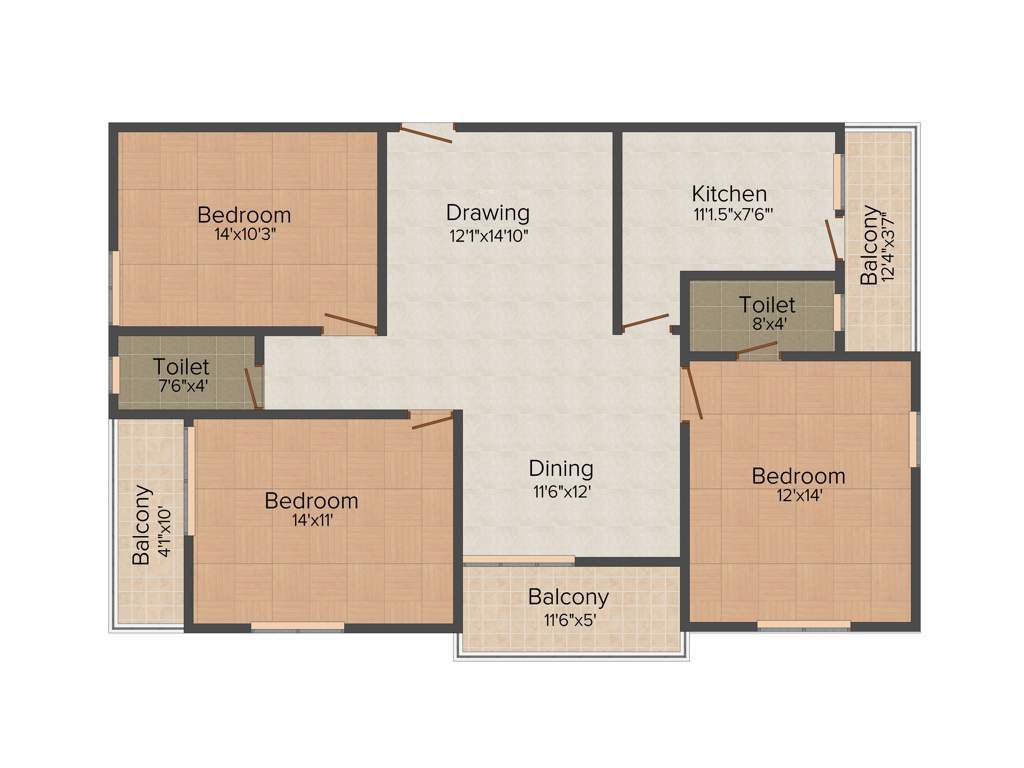 Sahiti Siri Signature (3BHK+2T (1,550 sq ft) 1550 sq ft)