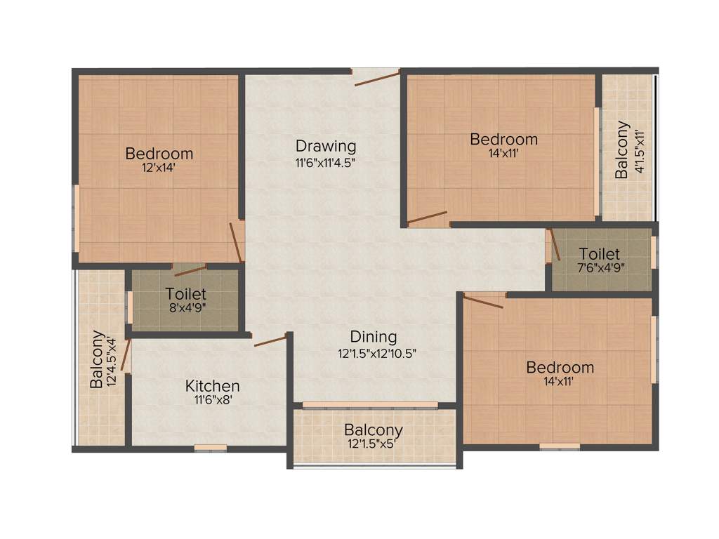 Sahiti Siri Signature (3BHK+2T (1,615 sq ft) 1615 sq ft)