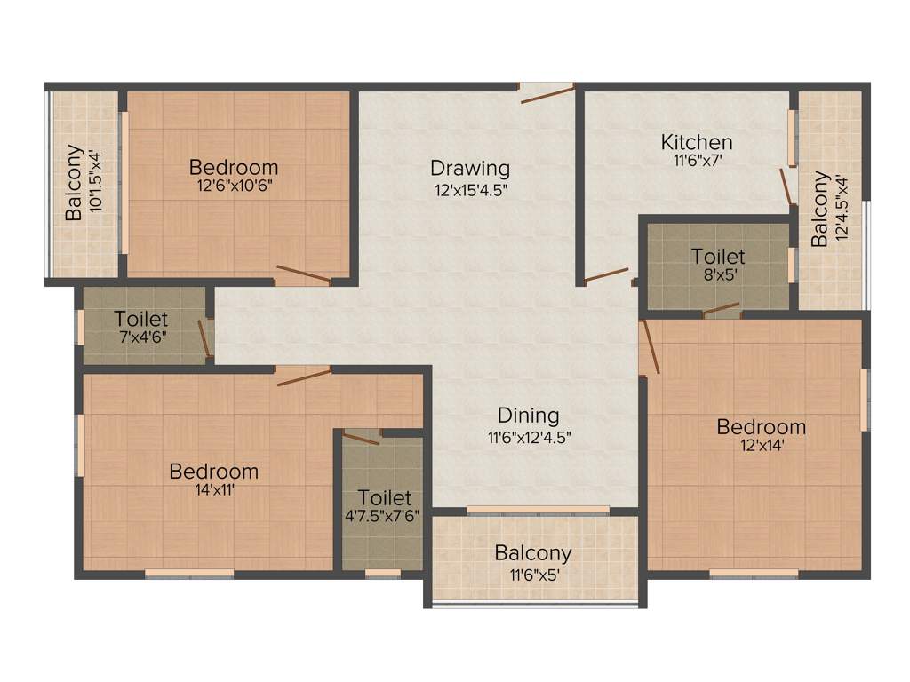 Sahiti Siri Signature (3BHK+3T (1,640 sq ft) 1640 sq ft)