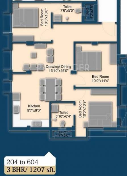 AB Ayush Residency (3BHK+3T (1,207 sq ft) 1207 sq ft)