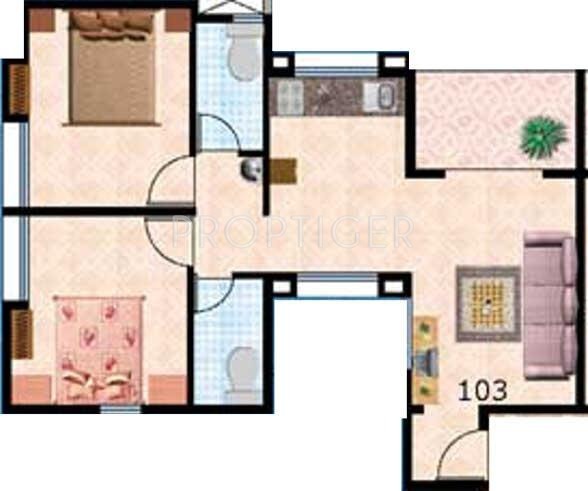 Gawade Group Kulswamini Vrindavan Floor Plan (2BHK+2T)