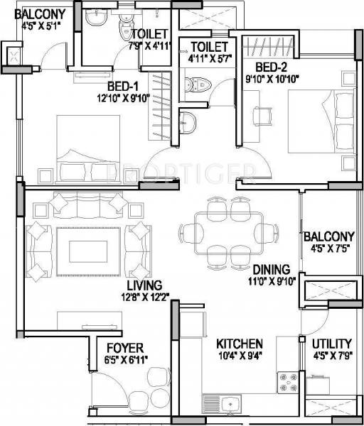 Oceanus Vista Phase 2 (2BHK+2T (1,183 sq ft) 1183 sq ft)