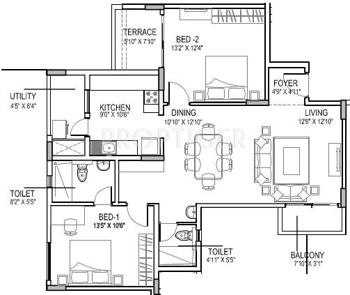 Oceanus Vista Phase 2 (2BHK+2T (1,263 sq ft) 1263 sq ft)