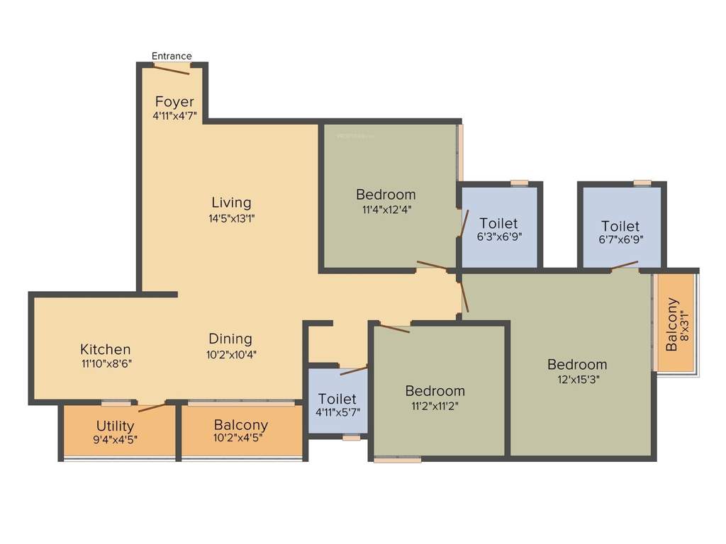 Oceanus Vista Phase 2 (3BHK+3T (1,630 sq ft) 1630 sq ft)