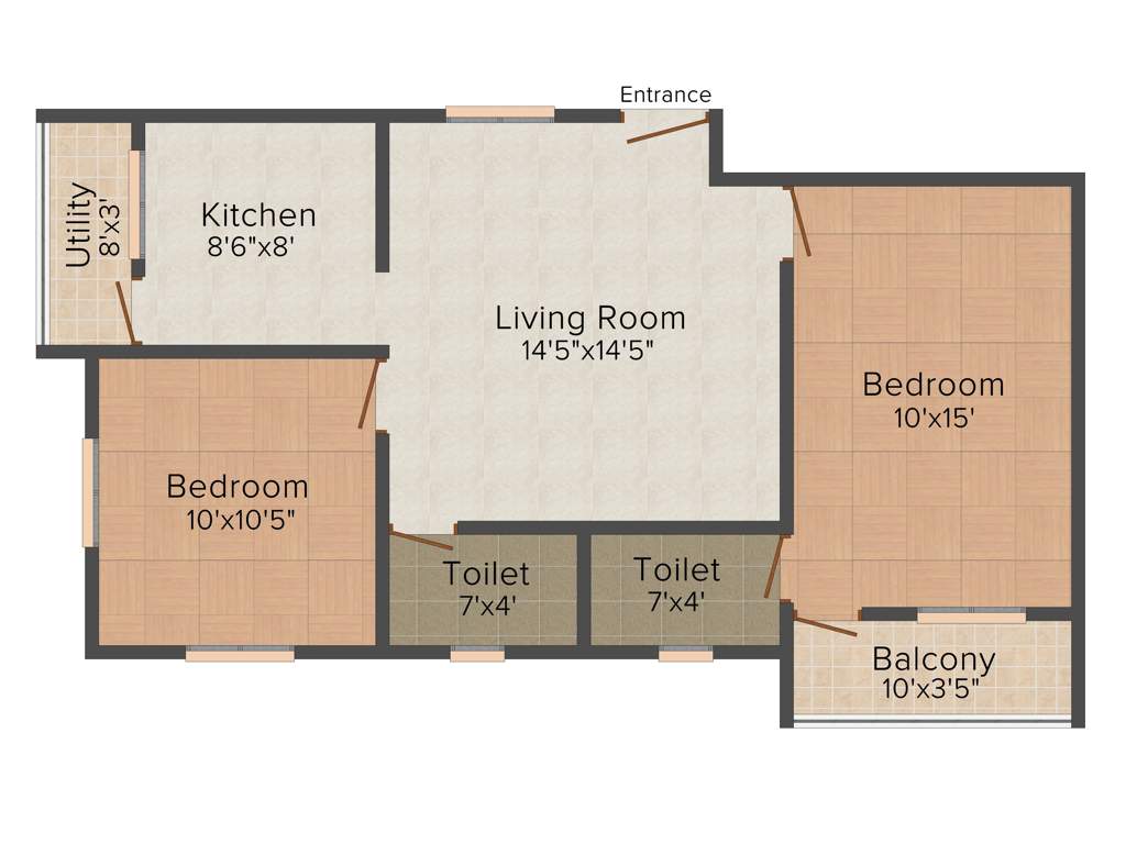 Aliyah Prince Court (2BHK+2T (872 sq ft) 872 sq ft)