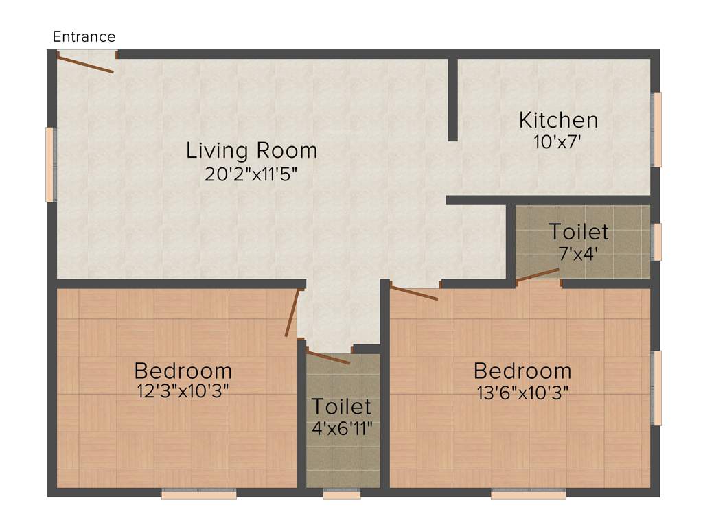 Aliyah Prince Court (2BHK+2T (890 sq ft) 890 sq ft)