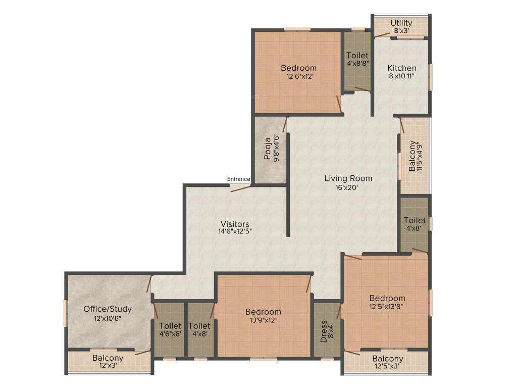 Aliyah Prince Court (3BHK+4T (2,209 sq ft) + Pooja Room 2209 sq ft)