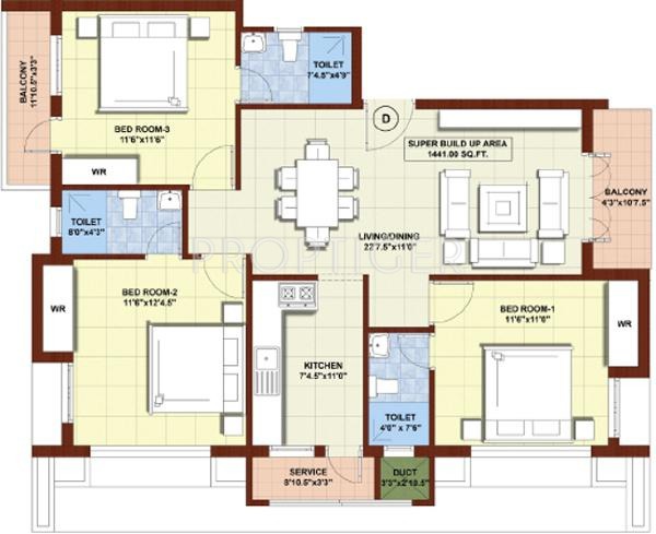 Vasavi Kaya (3BHK+3T (1,441 sq ft) 1441 sq ft)