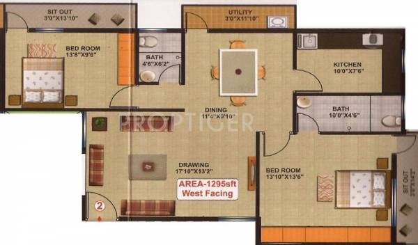 i1 Aashirwad (2BHK+2T (1,295 sq ft) 1295 sq ft)