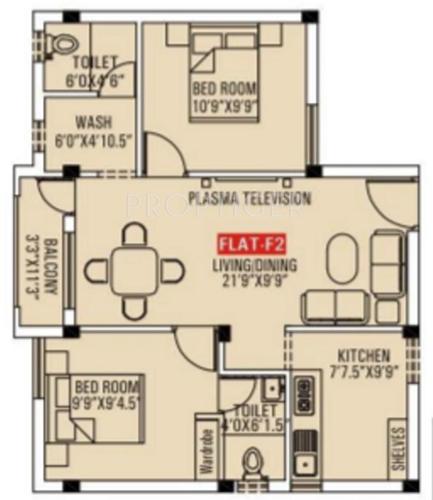 AHFL Nachiya Enclave (2BHK+2T (860 sq ft) 860 sq ft)